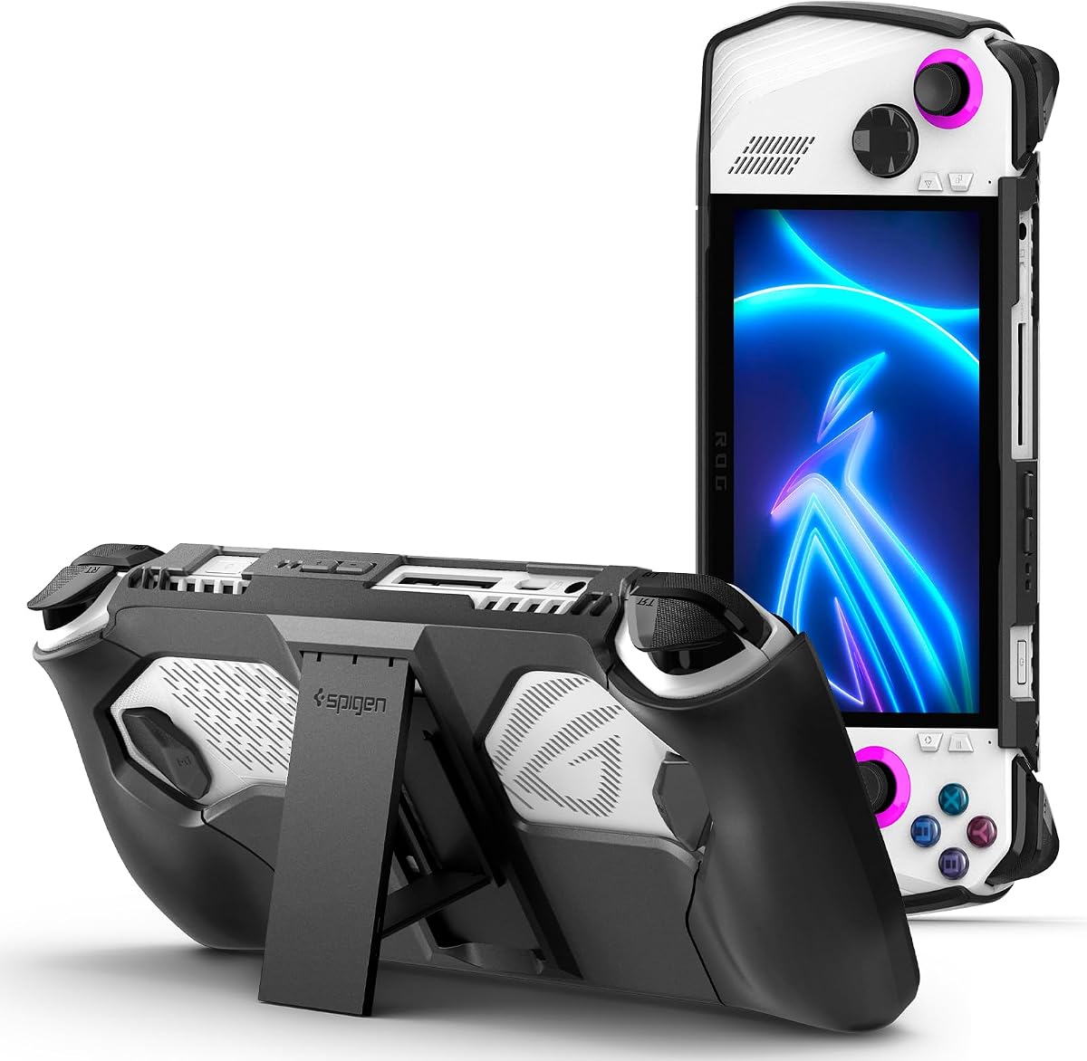 Spigen Thin Fit Pro Designed for ASUS ROG Ally (2023) RC71L Case | Dual Layer Protection, PC + TPU, Included Kickstand, Shock-Absorption Anti-Scratch Cover - Black