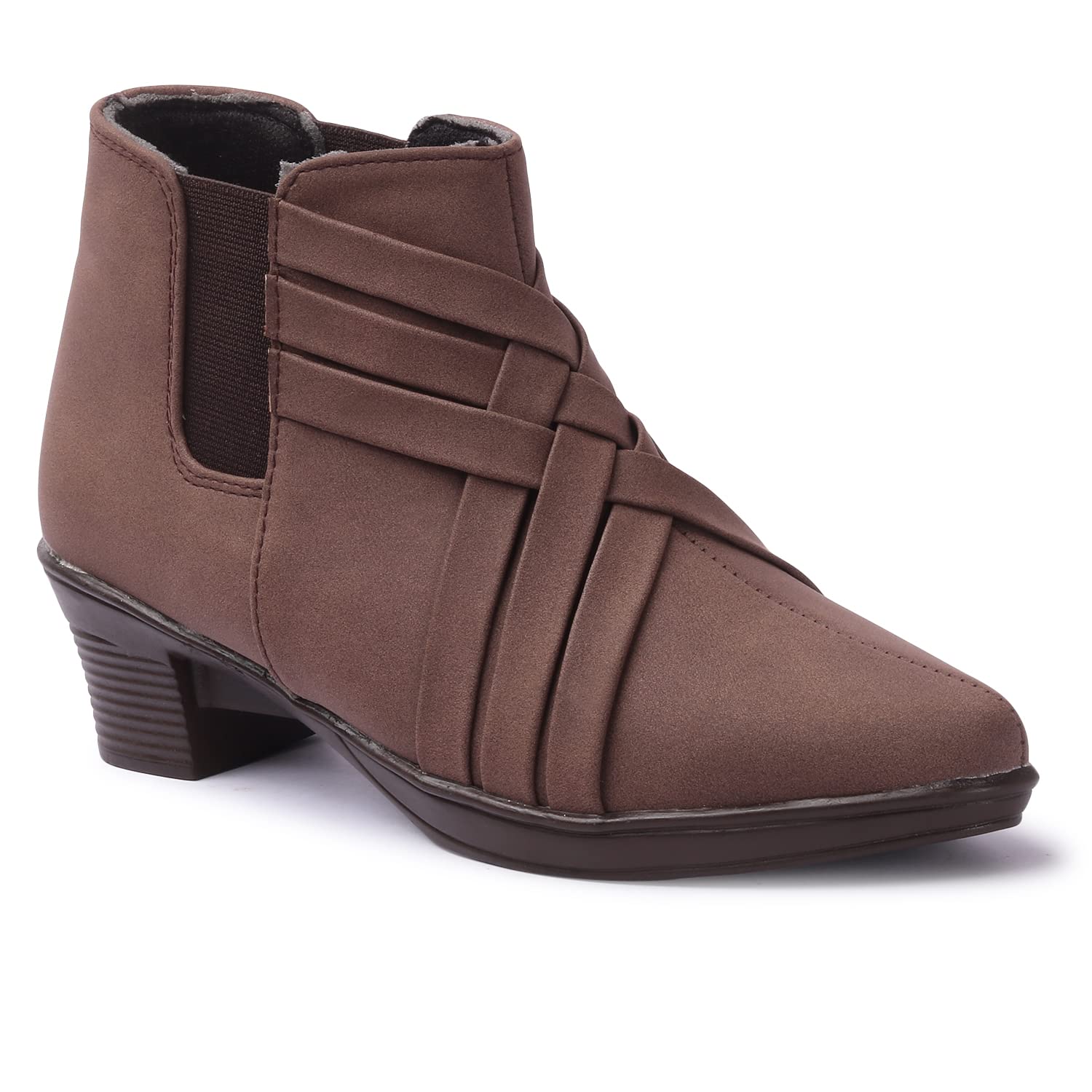 FURIOZZ Amazing Design Womens Ankle Length Heel Boots For Womens And Girls|Office Wear| Casual Wear Boots Zip06-Brown-41 (B09ZVBNN4Z) Amazon Price History, Amazon Price Tracker