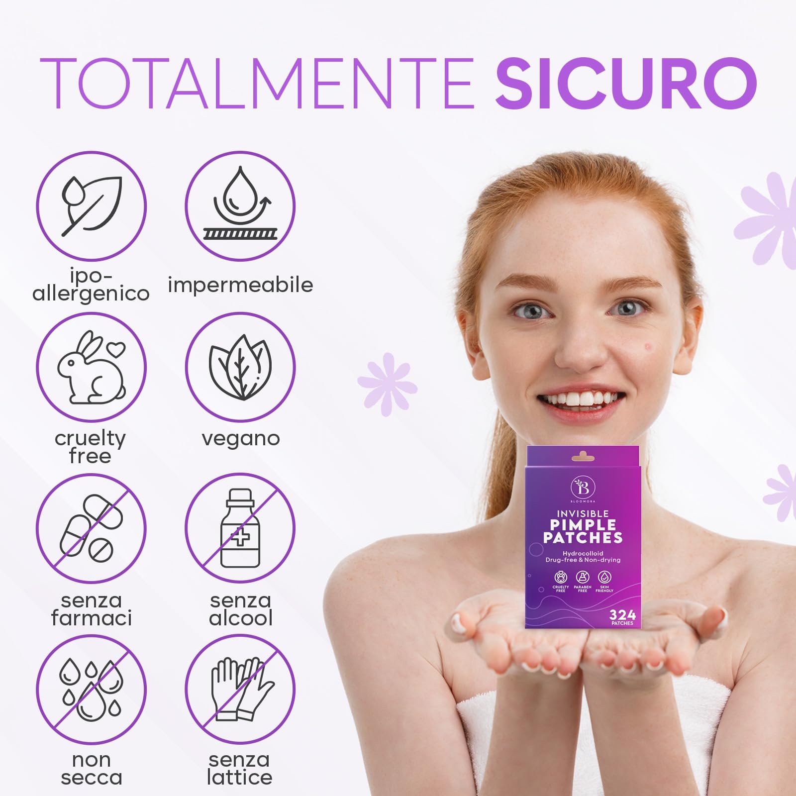 BLOOMORA Patch Brufoli Invisibili (324 Pezzi), Pimple Patch Idrocolloide, Pimple Patch Viso (Dimensioni S/L)