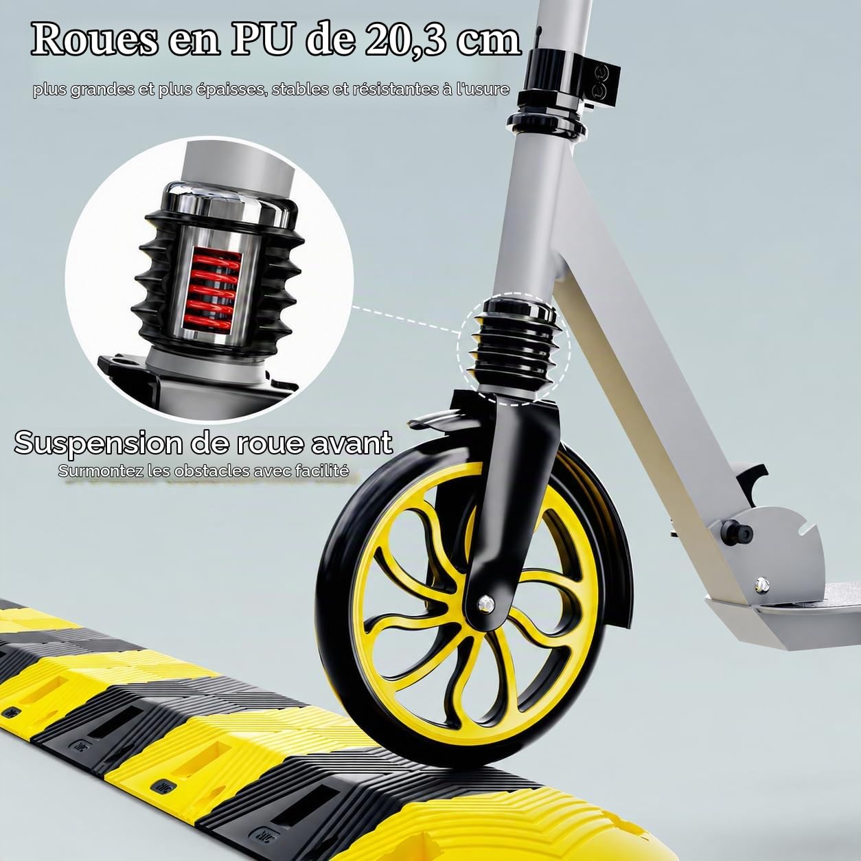 PHOEROS Trottinette pour Enfants 6-12Ans,Adolescents et Adultes Trottinette Pliable Aluminium Léger pour Ados,Garçons&Filles,avec Grandes Roues 200mm,3 Hauteurs Réglables,Absorption Chocs