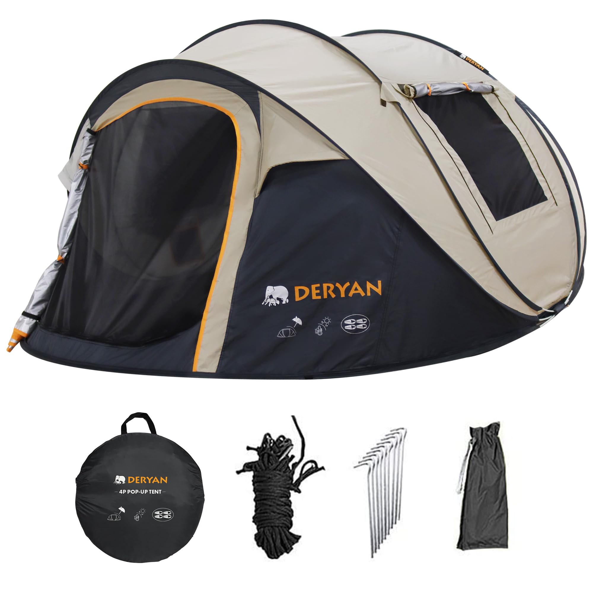 DERYAN Pop-up tent voor 4 personen