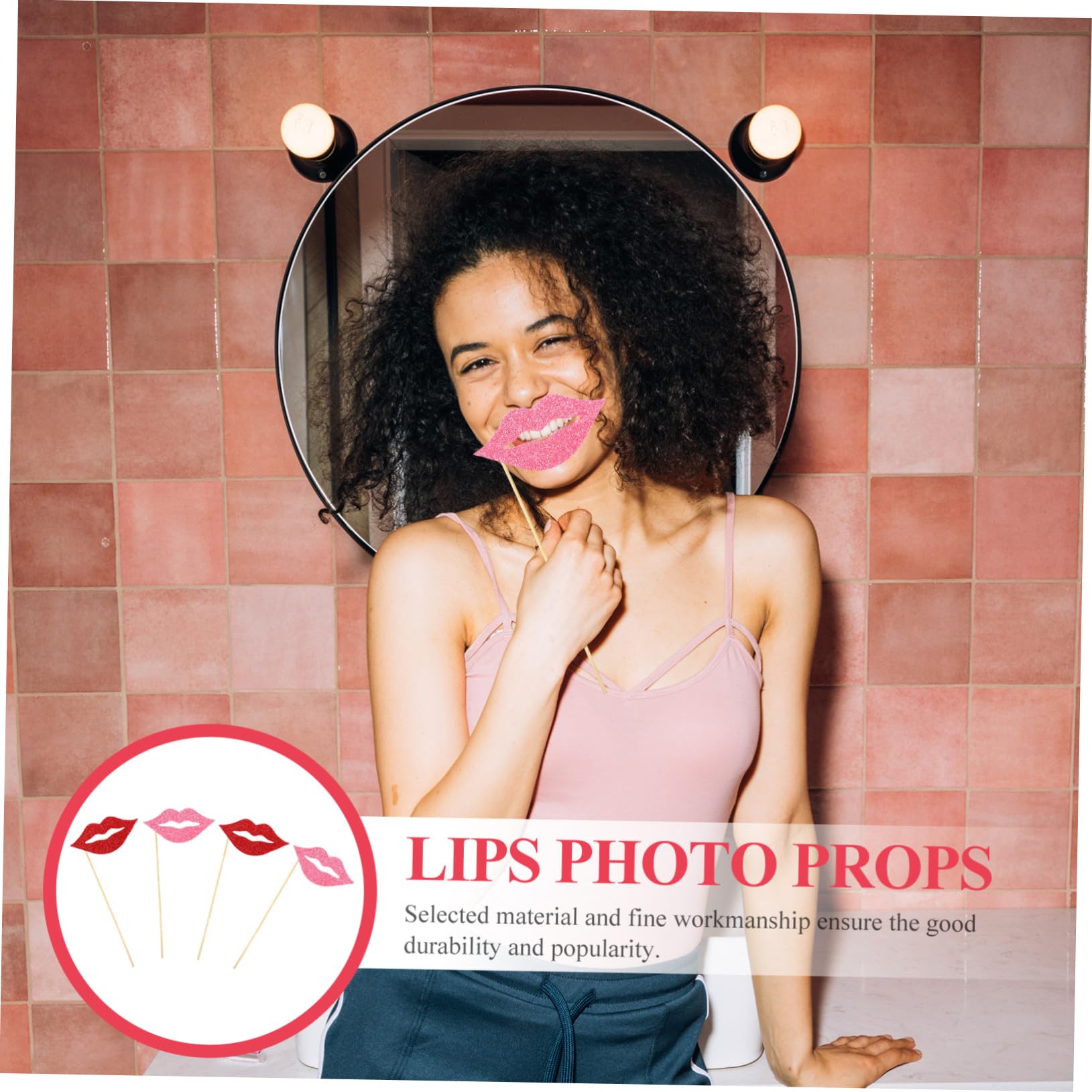 3 Sätze Teiliges Handheld Lippen Props Mit Glitzerpapier Kreative Foto Requisiten Für Party Festival Und Familienfeiern Bunte Rote Und Pinke Lippen Lustige Fotokabinen 40 Stück * 3