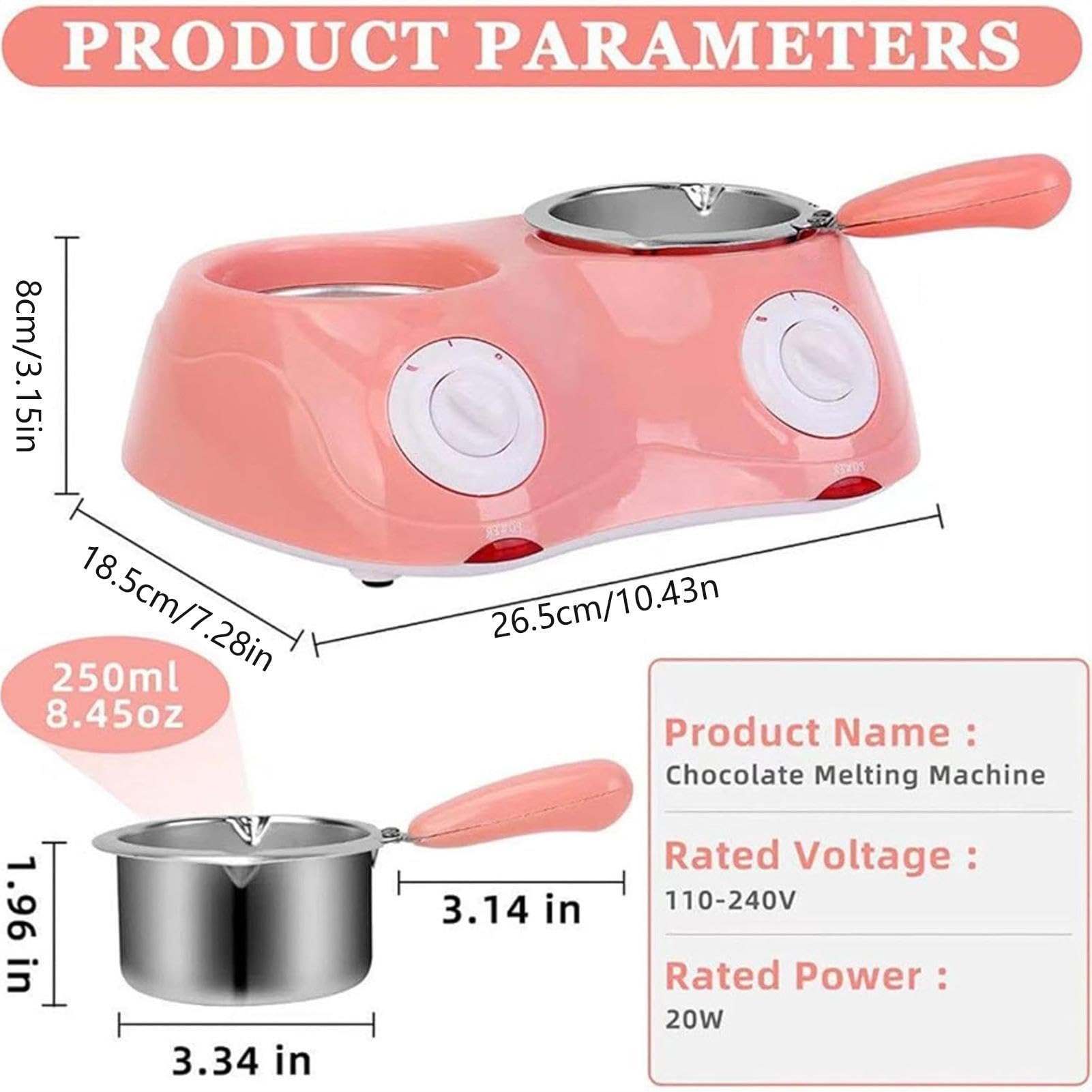 Chocolatera Derretidor eléctrico con control térmico y 2 niveles