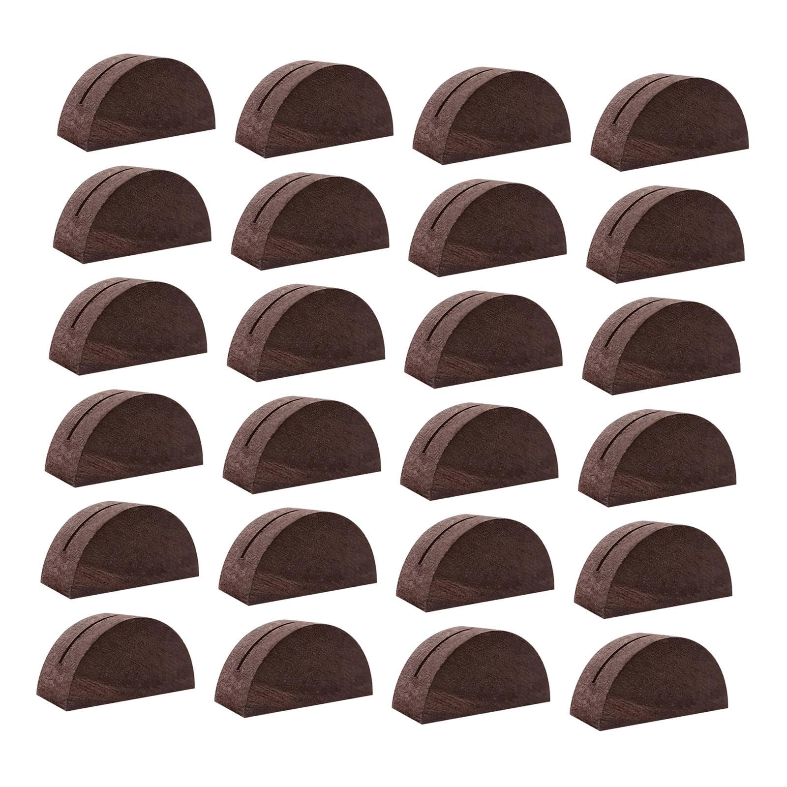 Housevibe Brown Wooden Place Card Holders (24-Pack) – Minimalist Table Name Stands & Menu Clips For Birthday Party Decorations, Events