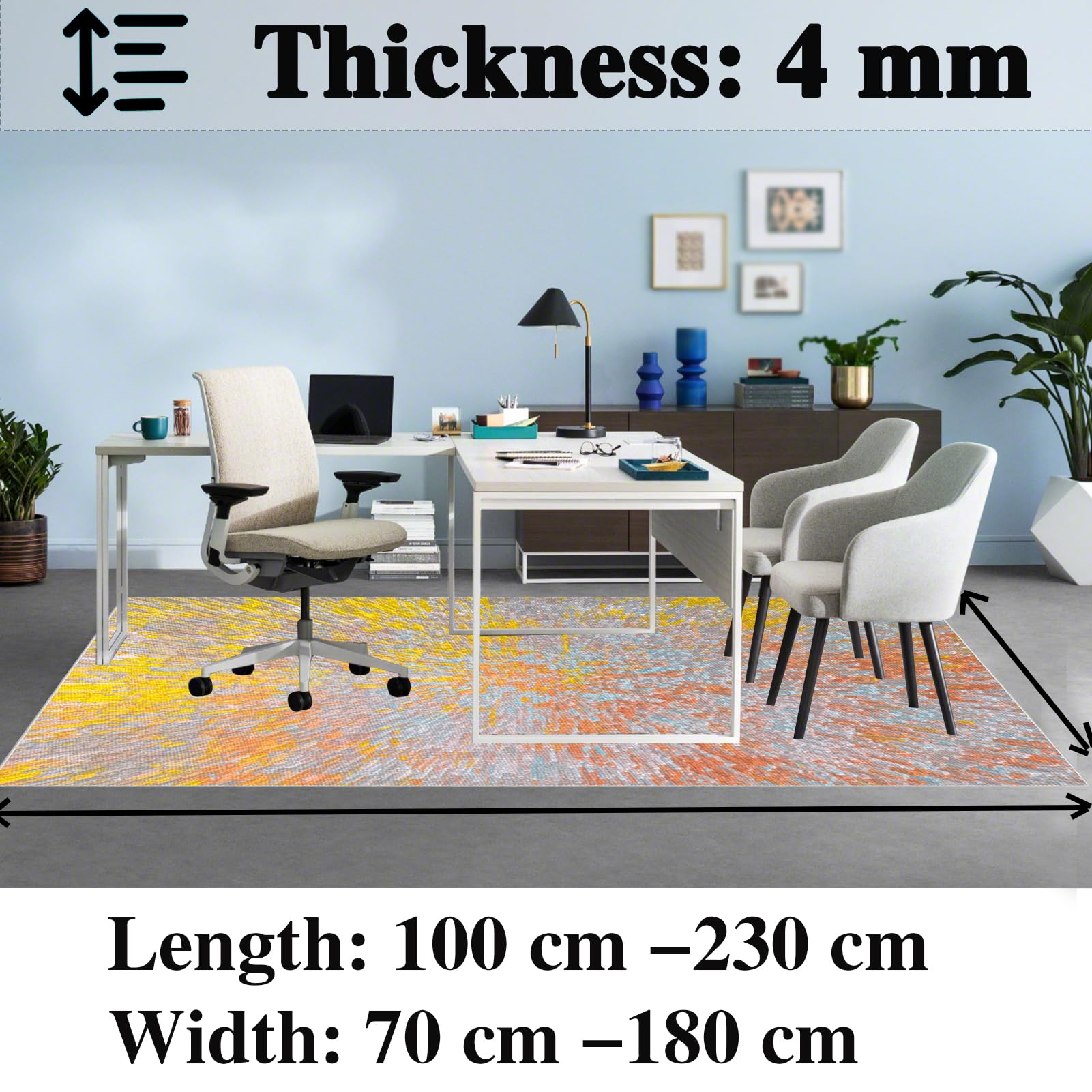 Tapis Protège-Sol pour Chaise, Tapis de Chaise de Bureau pour Sol en Bois Dur, Tapis de Chaise Bureau Gaming Tapis de Sol Bureau Tissu, Tapis de Sol pour Fauteuil, Tapis de Chaise de Jeu 140 x 180 cm