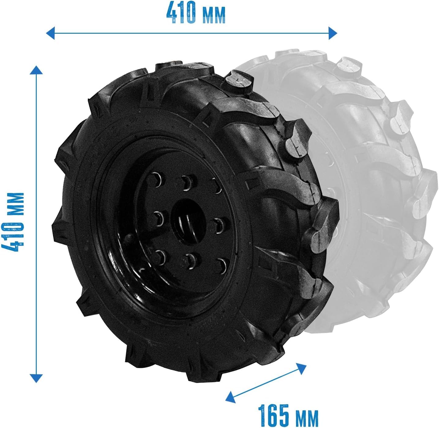 Güde 95182 Satz Räder Doppelbereifung GDB 62 (2 Räder 4.00-8, 2 Adapter, Passend zu: 95180 und 95187 Motoreinachser),Blau