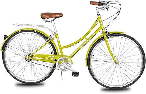 Vista 97 de Tracer Osaka - Bicicletas híbridas, marco de acero, Shimano Nexus Inter 3/7 velocidades, agarre marrón asiento marrón, bicicleta de carretera