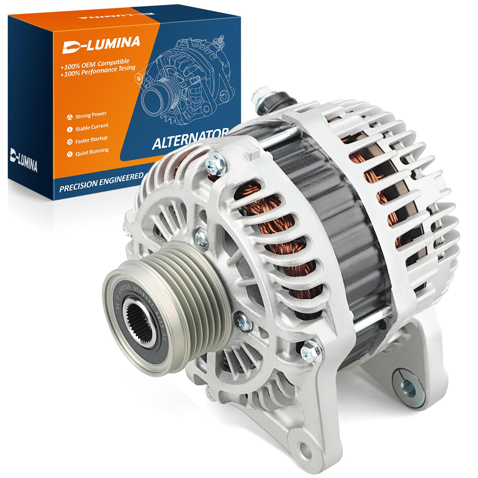 110A Alternator for Nissan Altima 2013-2018 2.5L L4 23100-3TA1B | 12V Charging Assembly with 6-Groove Clutch Pulley and CW Rotation; Replaces A2TJ1881 A2TJ1891 11657