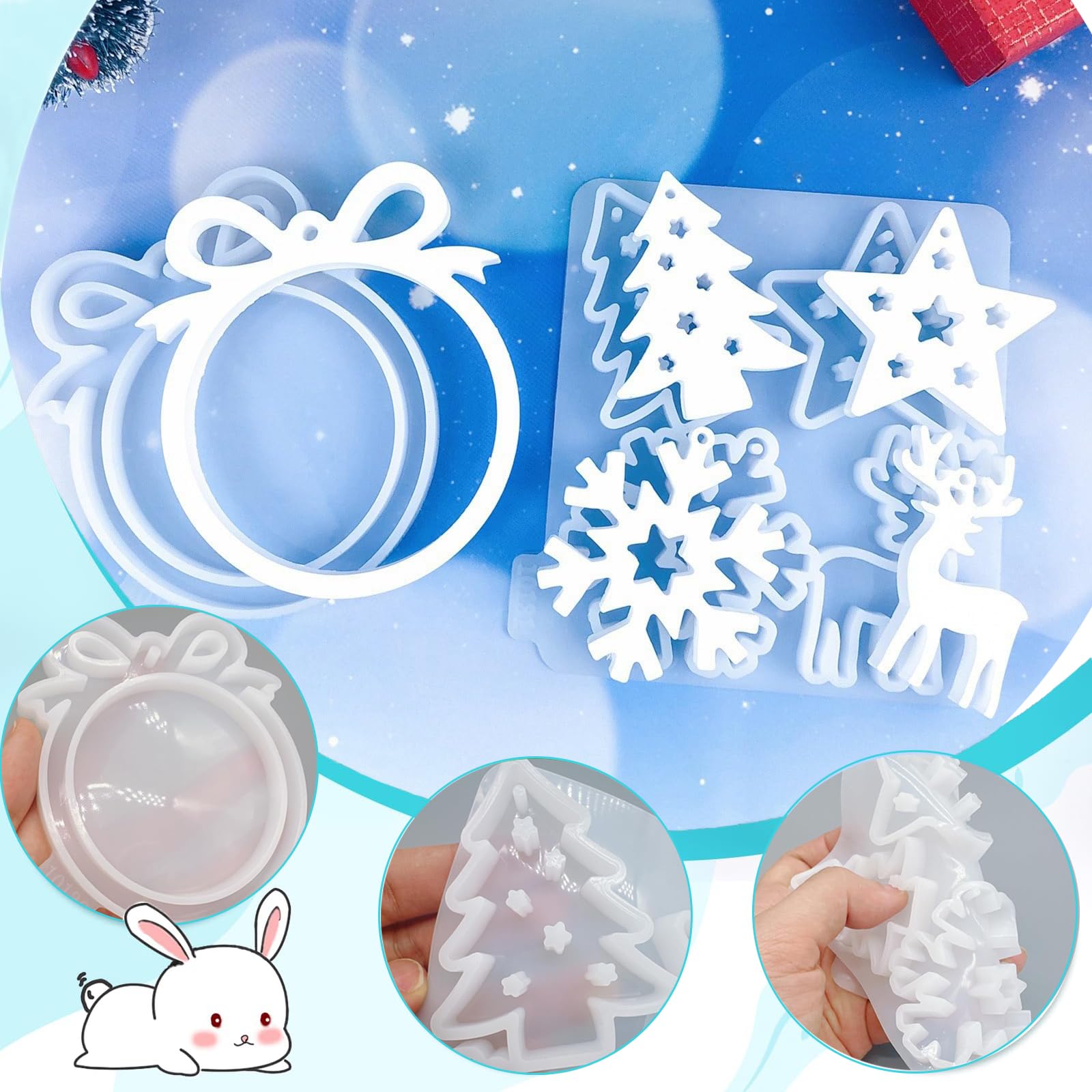Stampo in silicone per candele profumate per albero di Natale Stampo fatto a mano fai-da-te per realizzare candele Stampo in resina per ornamenti per albero di Natale 3D  15
