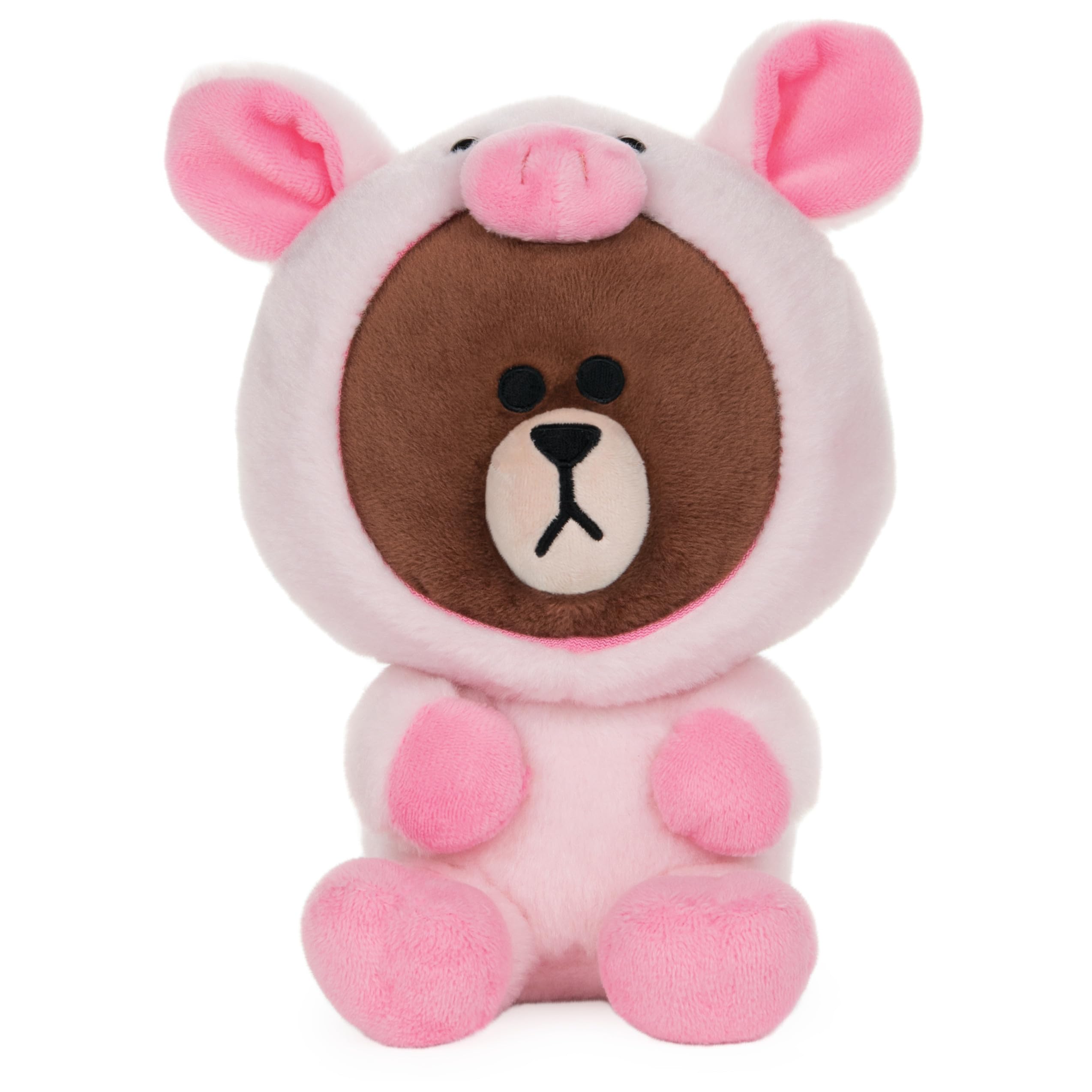 LINE Friends Piggy Brown Bear Plush Stuffed Animal, 7"