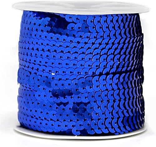 Miniatura 7 de FQTANJU Blue Crafts - Tira redonda de lentejuelas planas para manualidades, flecos y costura rollo de 100 yardas