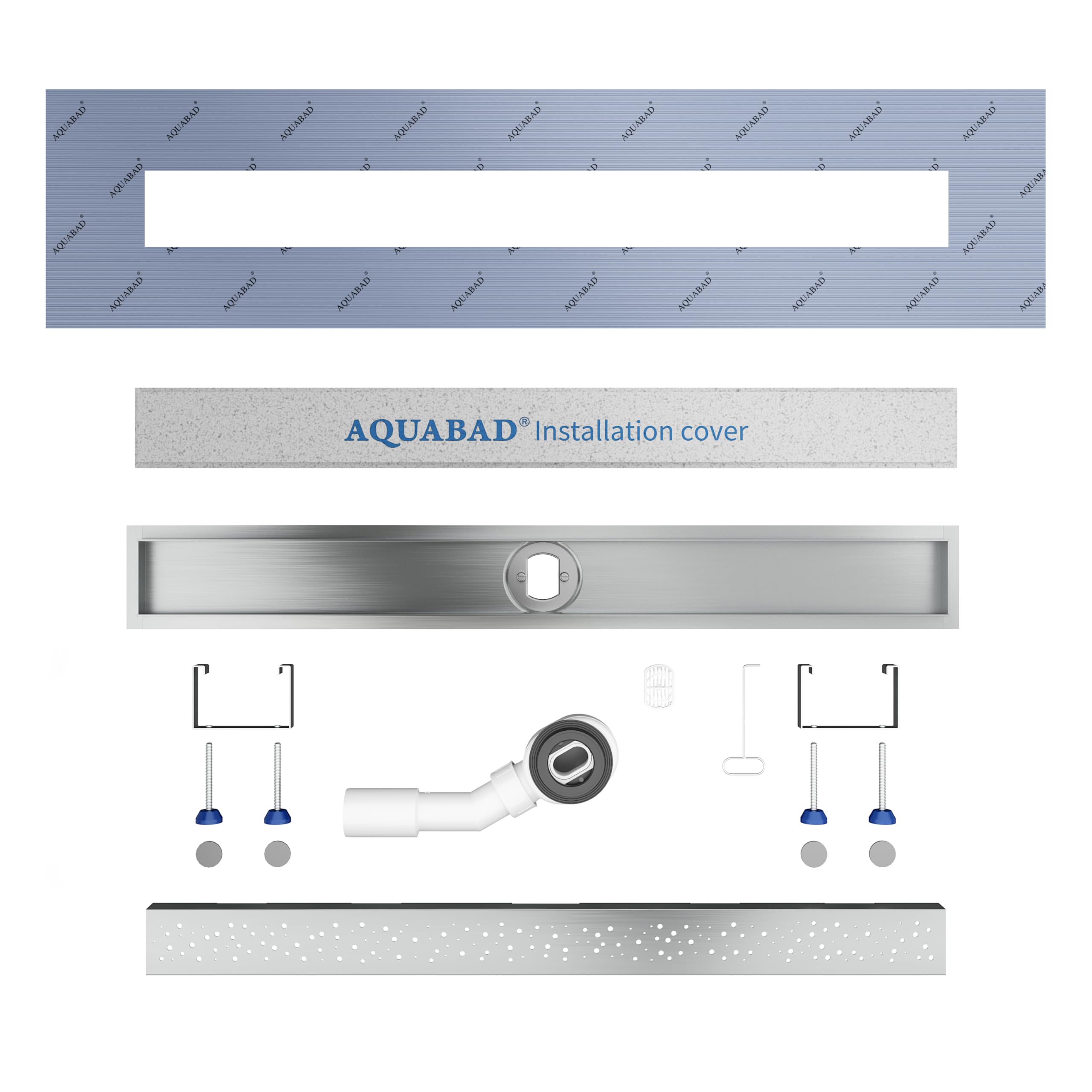 Aquabad SDS Pro odpływ liniowy ze stali nierdzewnej z syfonem | Rozmiar: 90 cm | Wzór: kółka | Made in Germany