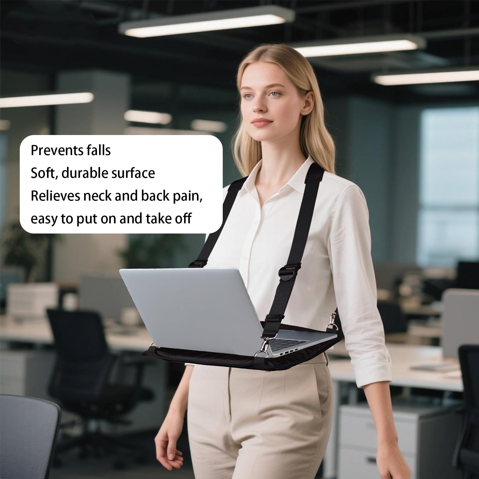 Imbracatura Portatile per Laptop da Passeggio, Supporto Regolabile Indossabile Laptop con Cinghie Ergonomiche Tablet da 40,6 cm E-Reader per Lavori All'Aperto
