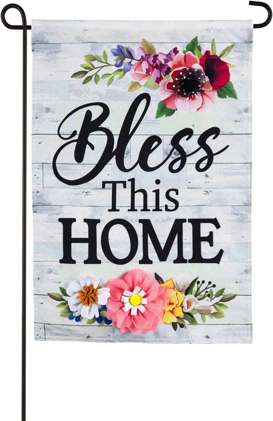 Evergreen Flag Indoor Outdoor Décor for Homes Gardens and Yards Shiplap Floral Bless This Home Garden Linen Flag