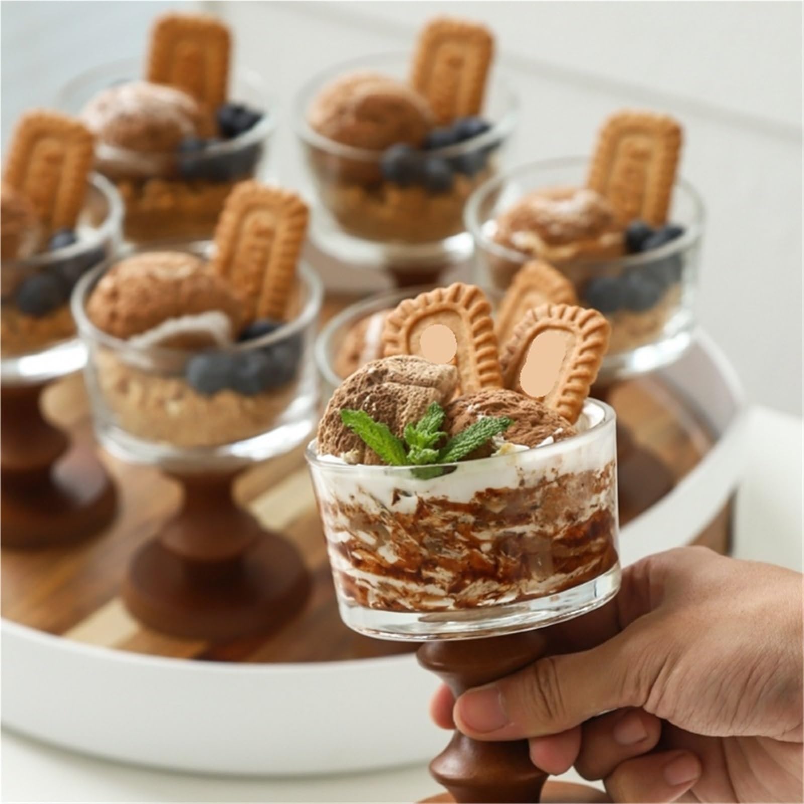 Coppe Gelato 2 Tazze di Mousse, Tavolo da Dessert, Torta, budino, Tazza di Vetro Trasparente Alta, Yogurt alla Frutta, Tazza di Gelato, insalatiera per Dessert(Gray4)