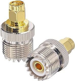 BOOBRIE 2PCS UHF Female to SMA Male Connector SMA Male to UHF SO-239 SO239 Female RF Coaxial Coax Adapter for CB Radio Walkie Talkie FPV Drone SDR UV-5R Series Handheld Radio