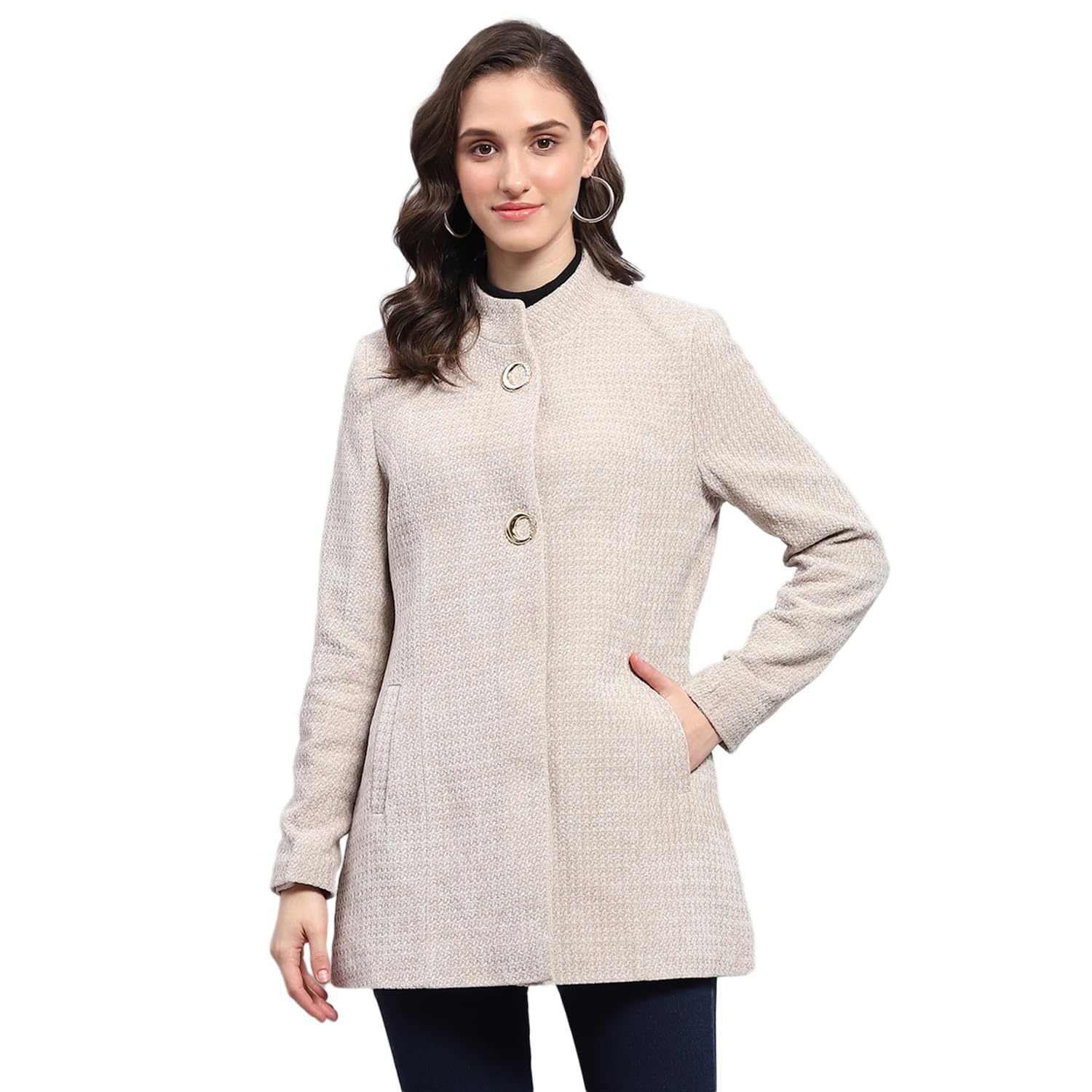 monte carlo Womens Self Design Round Neck Full Sleeve Coat (224067311)-picture-46