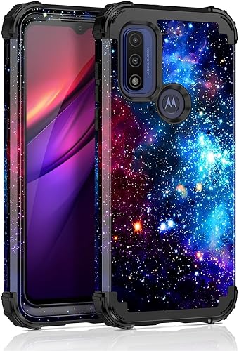 Rancase Funda compatible con Moto G Power 2022, tres capas de protección a prueba de golpes de plástico duro + funda protectora de goma de silicona