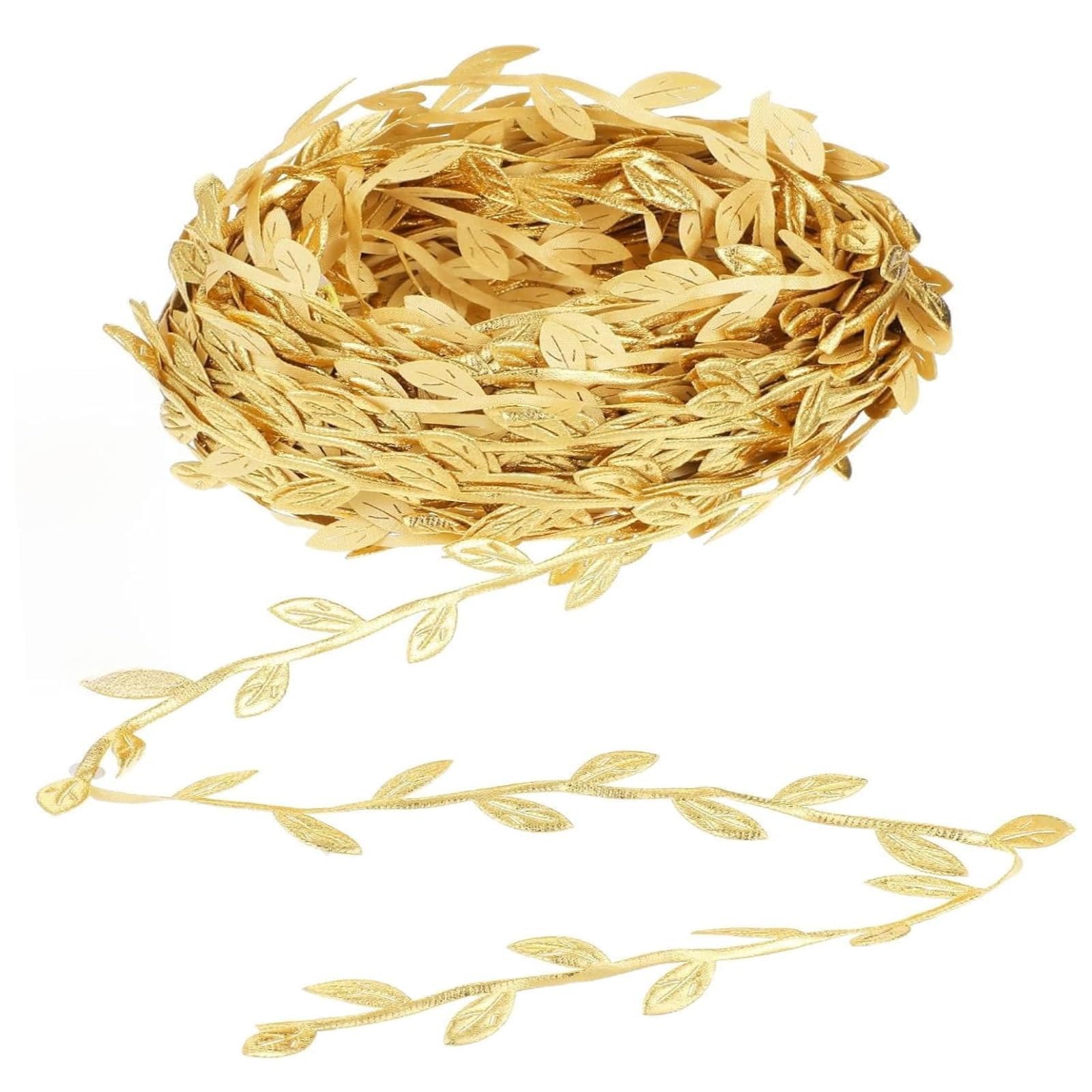 10m Gold Leaf Garland String, Artificial Vine with Gold Leaves Ribbon, Ribbon Flower String for Spring Party Decorations, DIY Craft Projects, Weddings, Home Decor-image-32