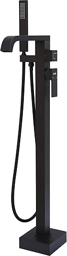 Grifos de bañera independientes negros Llenadores de bañera Montaje en el piso Llenador de grifo para bañeras Bañeras de alto flujo 11.9GPM baño con