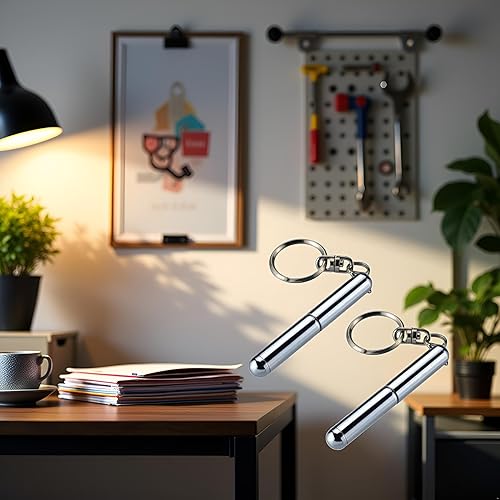 Miniatura 5 de BWESOO 2 mini bolígrafos retráctiles hechos de acero inoxidable, bolígrafo de herramientas de metal retráctil, llavero de bolsillo retráctil,