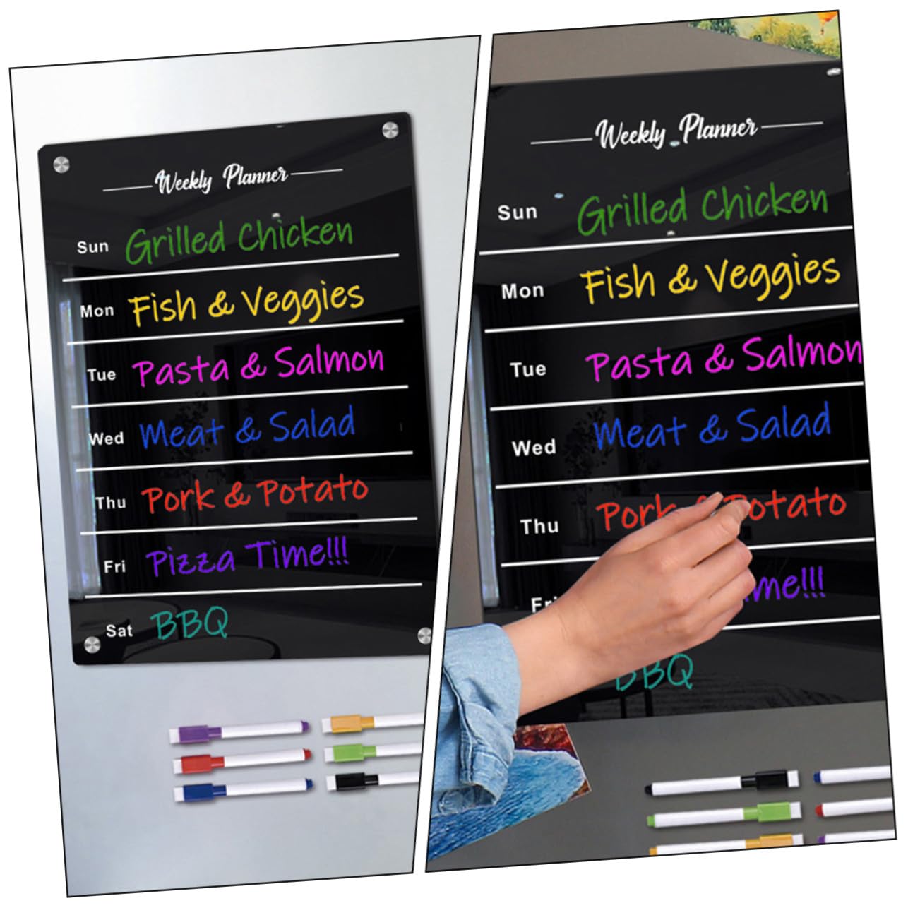 Magnetisches Whiteboard Kühlschrankplaner mit Whiteboard stiften Abwischbar Wochenplan Tafel für Memo Listen Reminder und Familienplanung