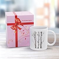Vista 3 de Birch Tree Coffee Cup Ceramic, Sublimation Mugs with Large Handle for Tea, Personalized Machine Washable Drinking Mug for Buffets, Home, And