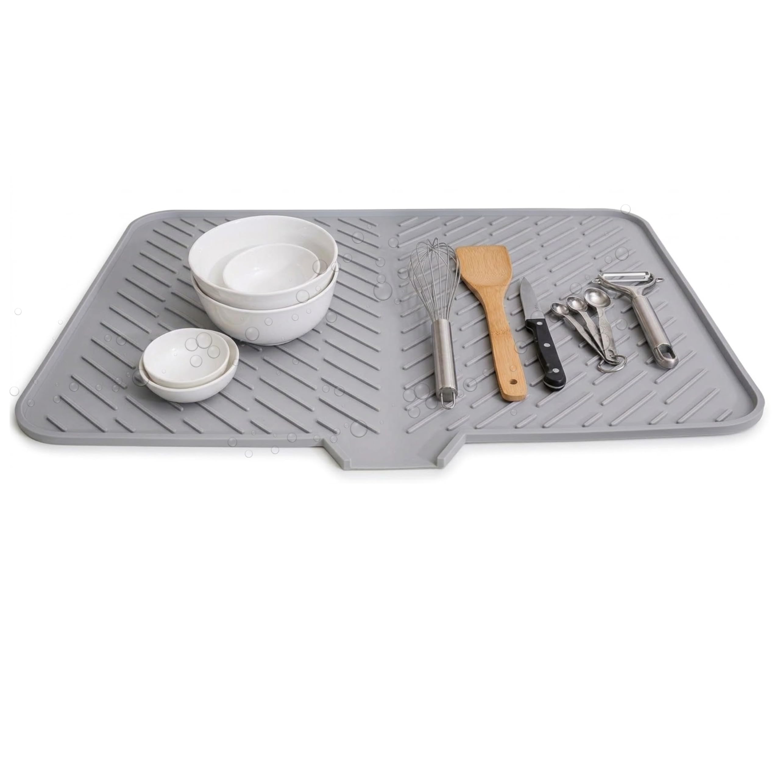 Silicone Dish Drying Mat with Drain Lip (23x17 Inch, Grey) – Non-Slip Kitchen Counter Drying Pad, Heat Resistant Sink Mat, Waterproof Dish Drainer Tray, Easy Clean Surface Protector-image-40