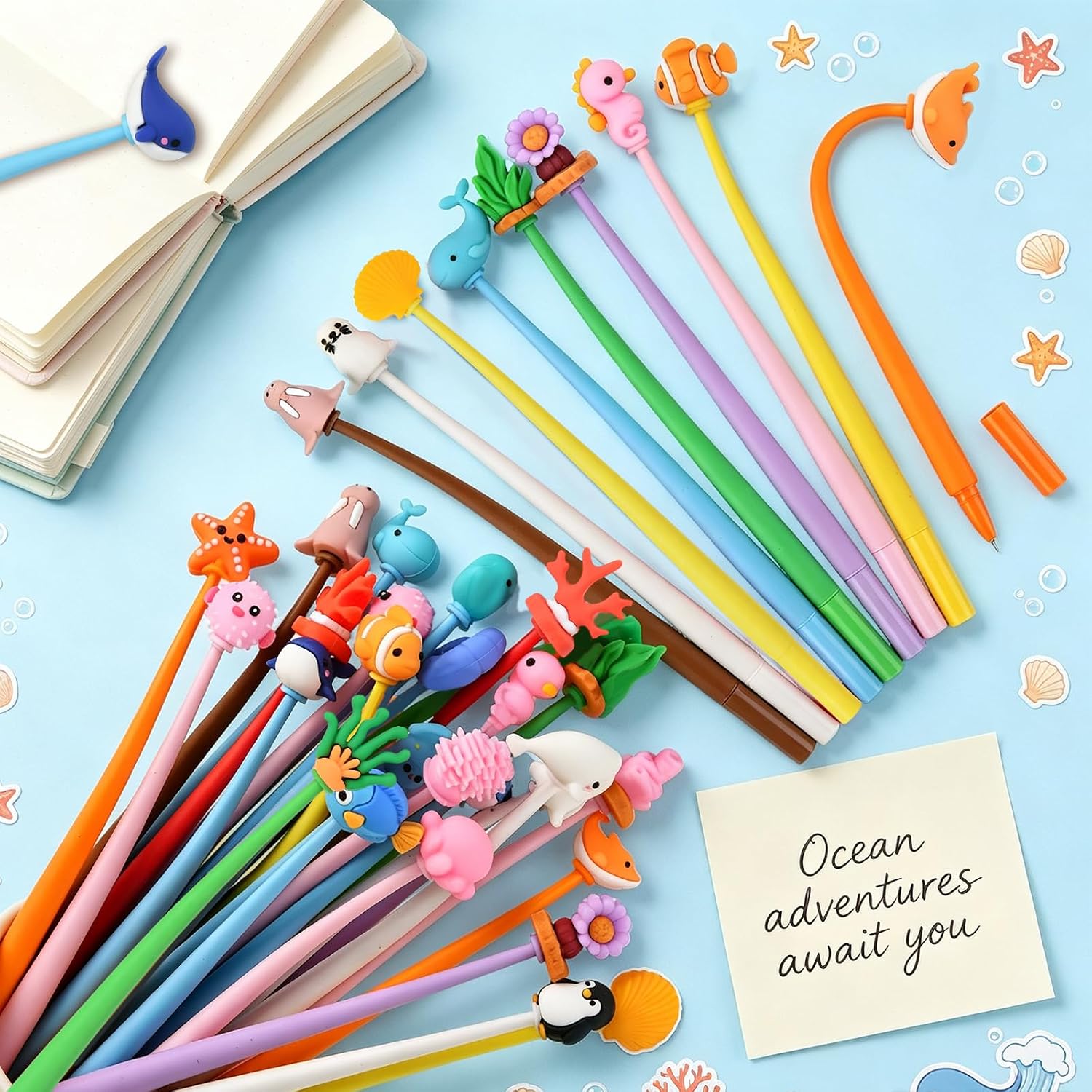 Under the Sea Party Favor Cute Fun Pens Assorted Kawaii Novelty Cool Gel Ink Pen for Birthdays, Classroom Prizes, School, Office Supplies (Ocean Animals, 48) image 5
