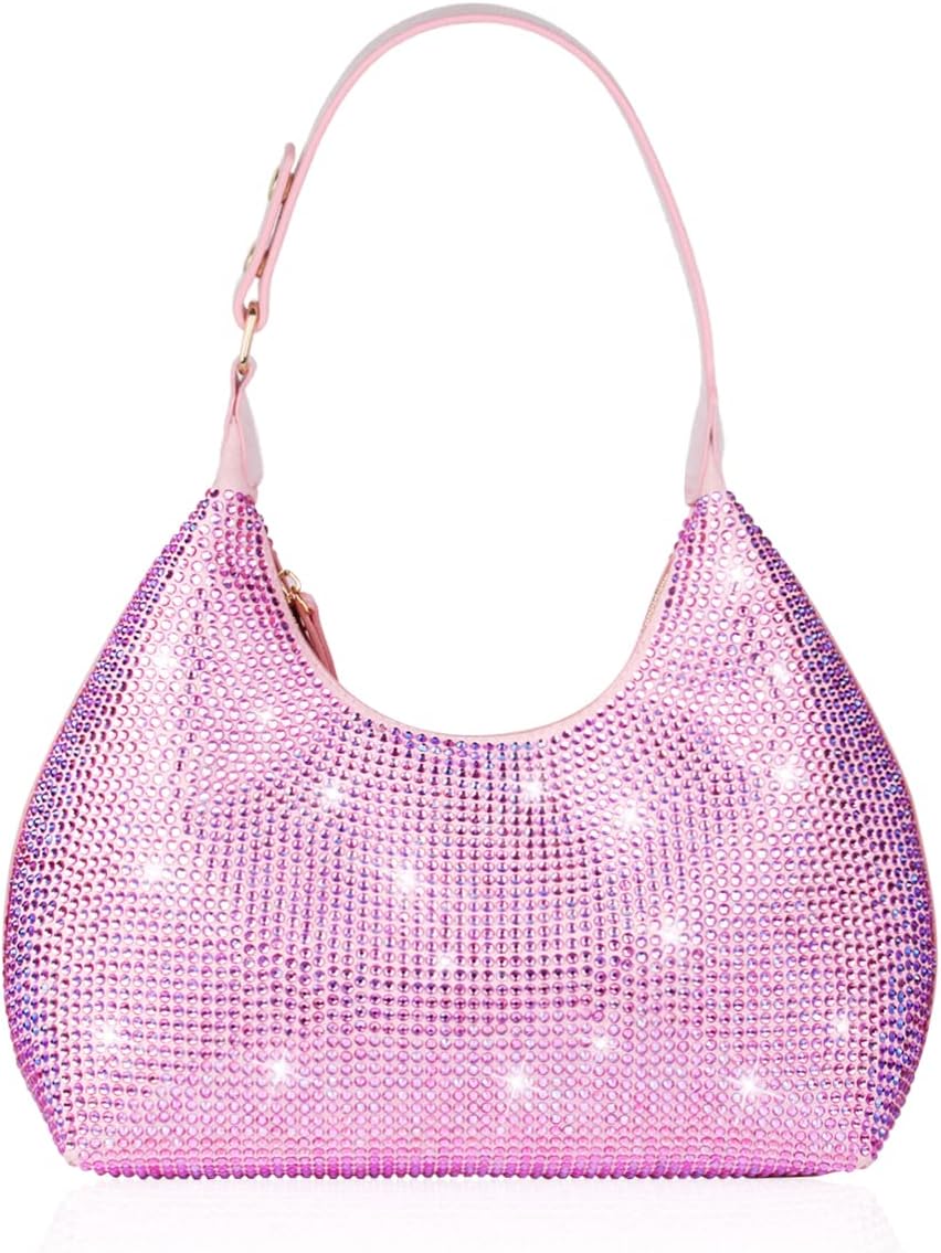 Gripit Rhinestone Handbag Black Clutch Purses for Women Evening Shoulder Diamond Bling Crystal Bag for Wedding Prom