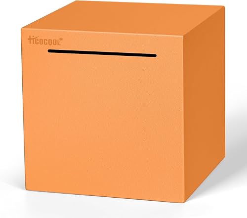 Hucha para adultos, debe romperse para abrir, caja de ahorro de dinero de acero inoxidable (naranja, tamaño de palma)