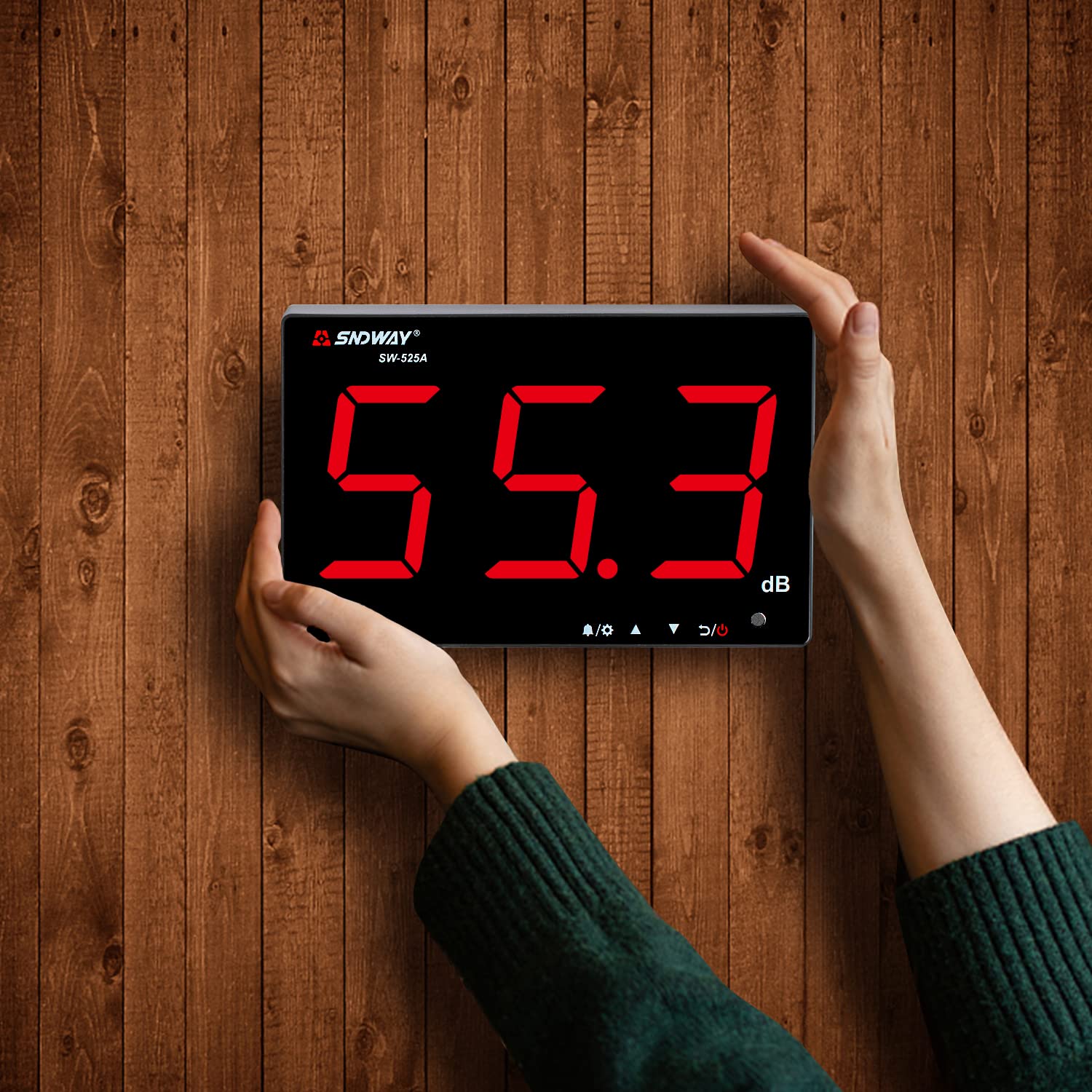 Medidor de decibelios 30 dB de 130 dB, medidor de nivel de sonido para colgar en la pared con luz de fondo, medidor de db con pantalla grande, alarma para áreas públicas/restaurantes/aulas