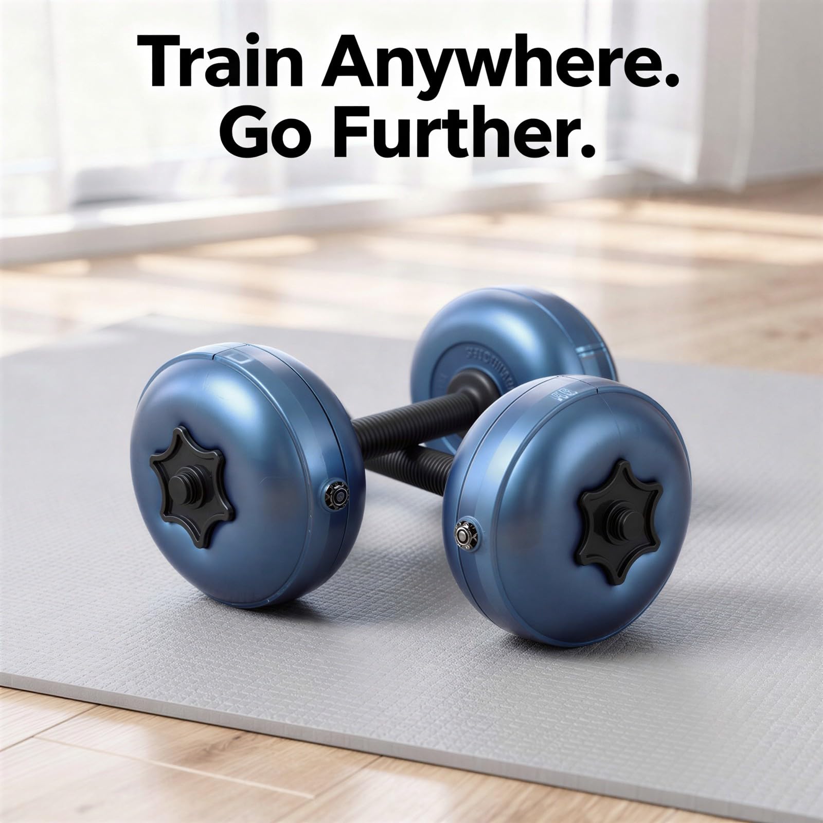 2 manubri ad acqua, peso regolabile 8-10 kg, gonfiabili, blu, da viaggio, per allenamento in palestra a casa, in PVC e acciaio, 34 x 21,1 cm, per esercizi di fitness