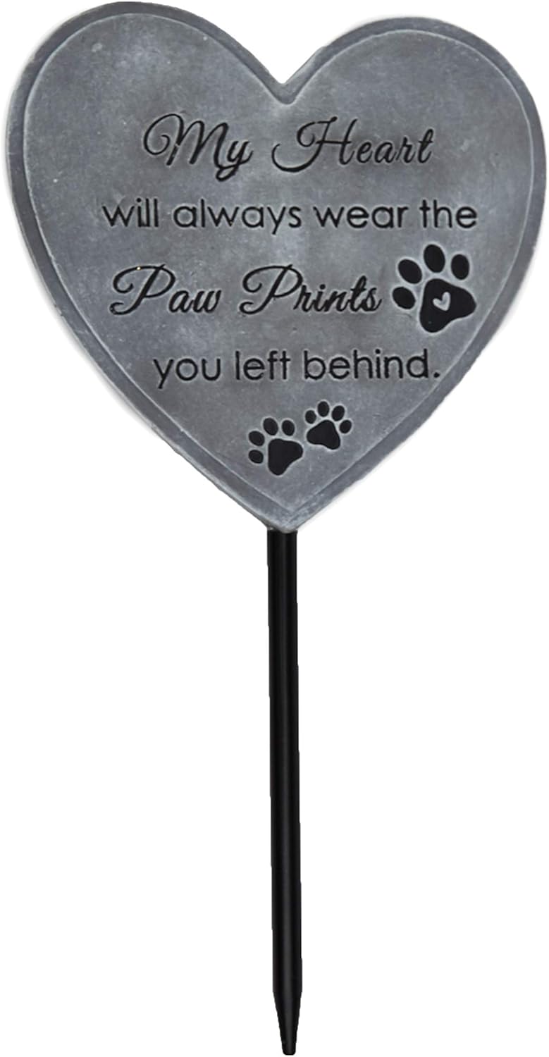 The Lakeside Collection Pet Memorial Stake Paw Prints Decorative Stake for Cats and Dogs