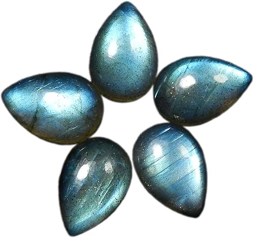 Myhealingworld Labradorita natural 0.315x0.472 in pera cabujón azul fuego AAA calidad suelta calibrado piedras preciosas para la fabricación de