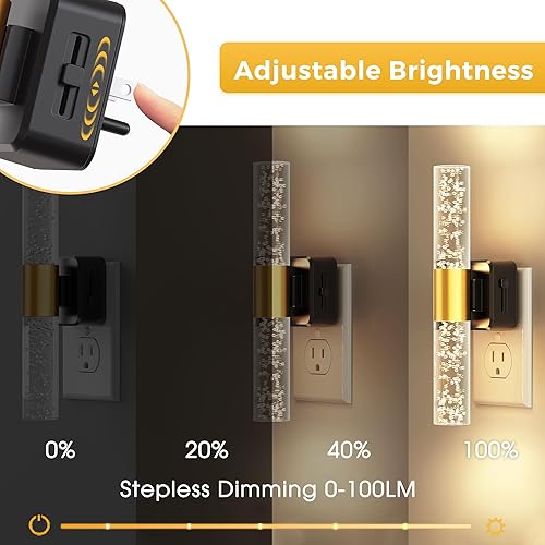 Miniatura 2 de L LOHAS LED Luz nocturna giratoria, paquete de 2 luces nocturnas enchufables a la pared, sensor de luz nocturna automático regulable 100 lúmenes,