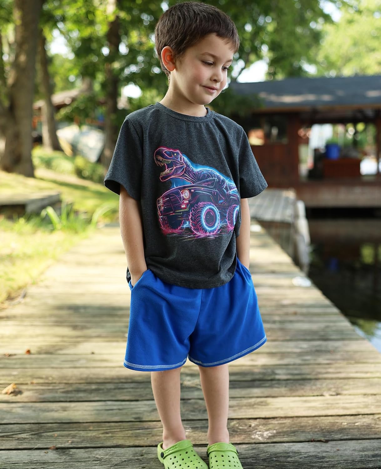 Lovekider Cotton Shirt for 2-6T Boys Truck Dinosaur Toddler Kids T-Shirt Short Sleeve Excavator Construction T-Rex Tee Shirts - Image 4