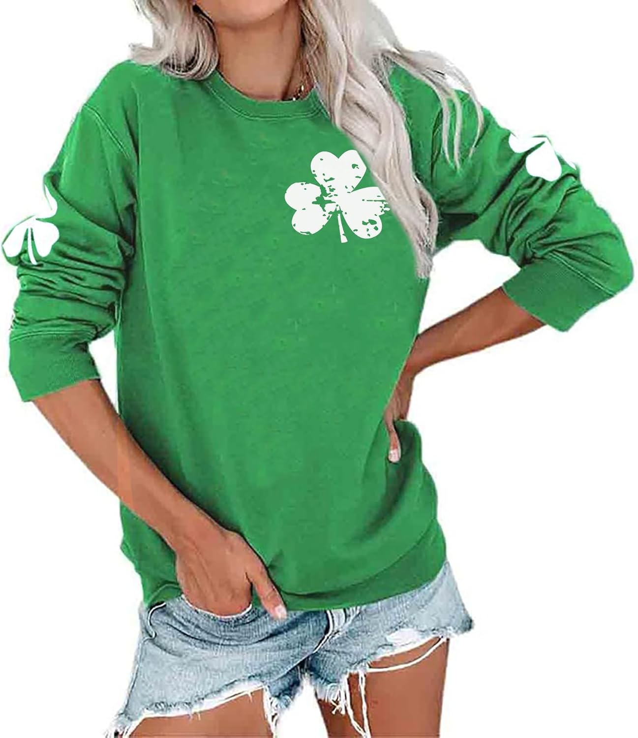 Susongeth St. Patrick's Day Sweatshirt for Women Irish Shamrock Pullover Shirts Tops Raglan Sleeve Lucky Leaf Clover Shirt - Image 9