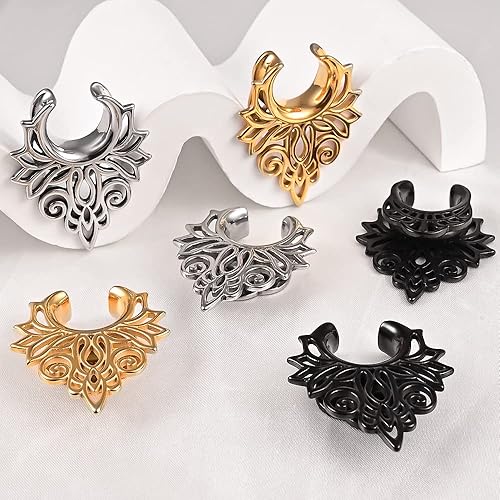 Miniatura 5 de DOEARKO 2 unidades de dilatadores de oreja de acero inoxidable con diseño hueco para túneles de oído, dilatadores de sillín para orejas, expansor de