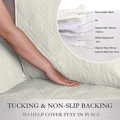 Miniatura 5 de Turquoize Fundas de sofá 100 % impermeables para perros, mascotas, protector de sofá impermeable antideslizante para 1 cojín, protector de muebles