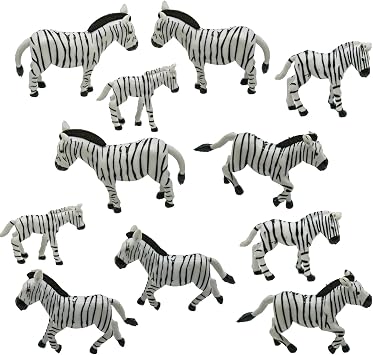 12Pcs Miniature Zebra Figurines Mini Safari Jungle Animals Figures Plastic Cake Toppers for DIY Fairy Garden Micro Landscape Bonsai Craft Party Home Decors