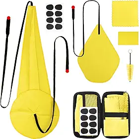 Kits de limpeza de saxofone com estojo para instrumentos de trompete de flauta de saxofone e clarinete, 8 peças, almofada de bocal de saxofone, pano de limpeza de microfibra com escova bucal (amarelo)