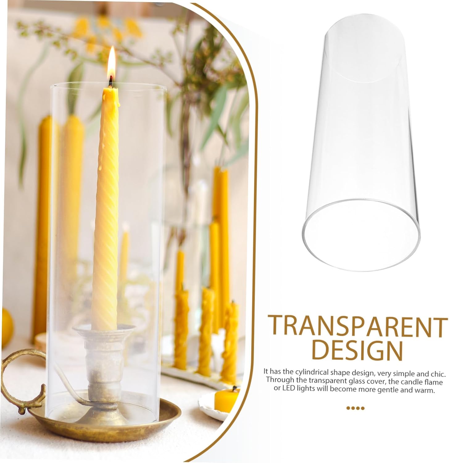 ABOOFAN 4PCS Glass Candle Covers Windproof Candle Shades Cylindrical Protective Glass Holders for Indoor and Outdoor Use