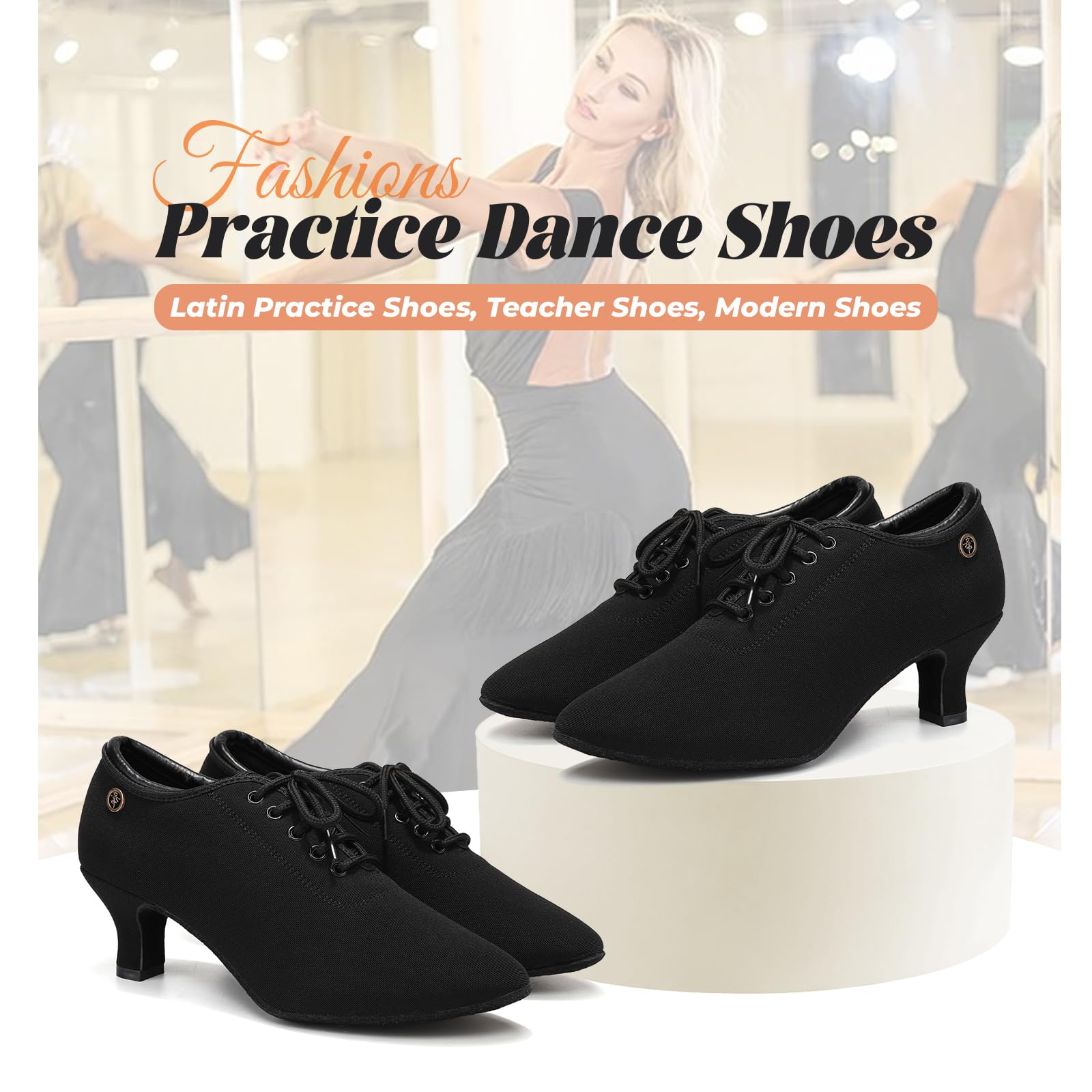 Scarpe da Ballo Donna Latino Americano Chiuse con Lacci Scarpe da Ballo Moderno Salsa Pratica