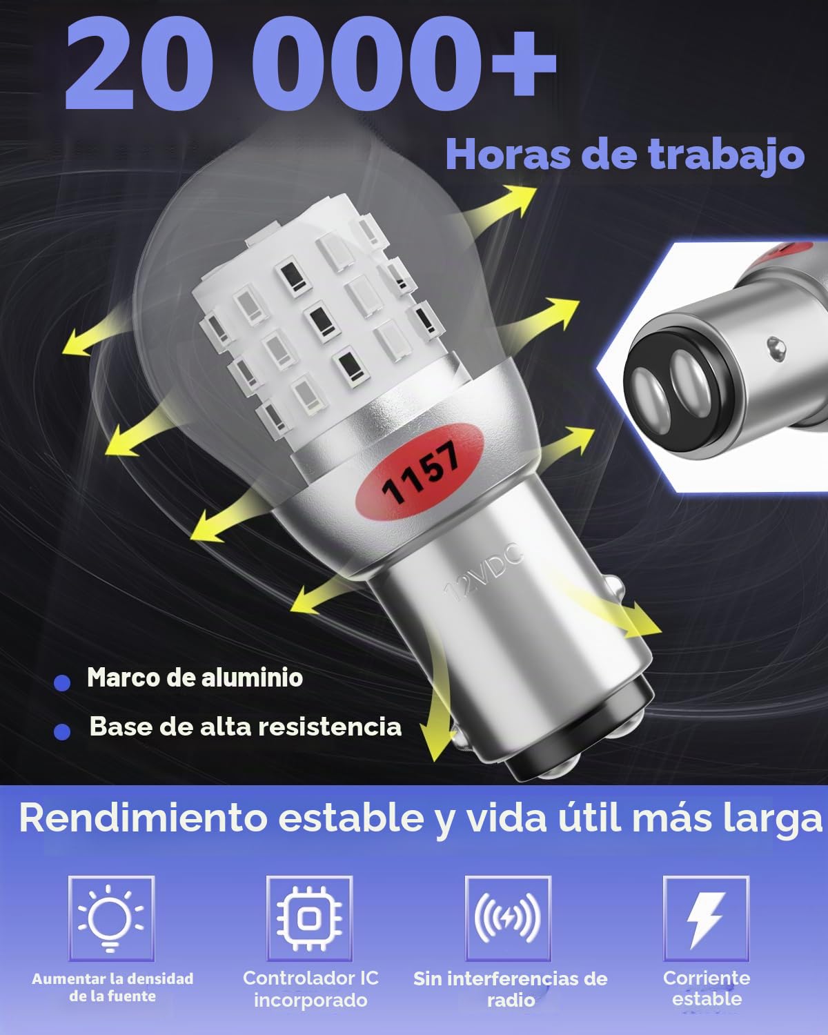 Alopee Paquete de 2 Bombillas P21/5W Led Rojo 12V Bombilla 1157 Doble Contacto para Luz de Posición y Luz de Freno, Compatible con Chips 1157 BAY15D 1016 1034 7528, 39SMD 3014 | Paquete de 2 bombillas LED de 12 V con chipset 3014 para 2057 2357 7528 bombi