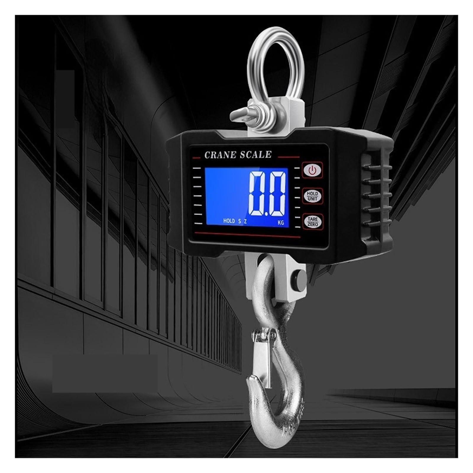 Edede 500Kg Black Digital Crane Scale, 1000Kg/500Kg Digital Crane Scale Hanging Scale Portable Heavy Duty Crane Scale Lcd Backlight Industrial Hook Scales Unit Change(500Kg Black)