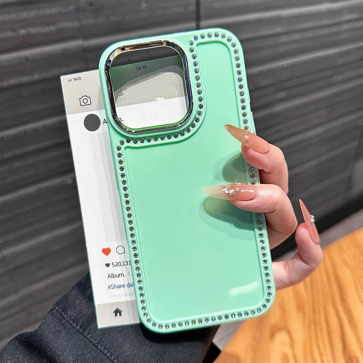 Coque Antichoc iPhone 15 Vert Candy Diamond Paillettes