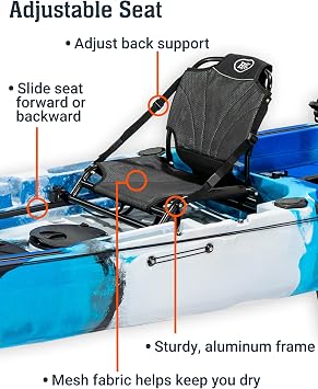 Brooklyn 14.0 Pro Motorized Tandem Kayak with Built-in Trolling Motor by BKC, 14 ft Sit-On-Top Fishing Kayak for Two, 750 lb Capacity, Wide Hull, Rudder Steering, Accessory Rails (Blue Typhoon)