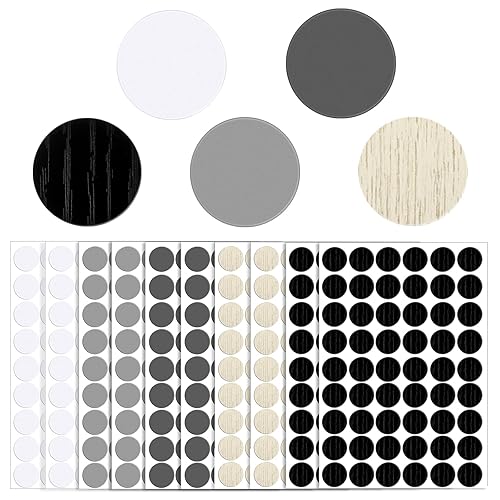 Mabor - 540 calcomanías autoadhesivas para agujeros para tornillos, impermeables, para reparación de muebles, estanterías, 5 colores, de plástico,