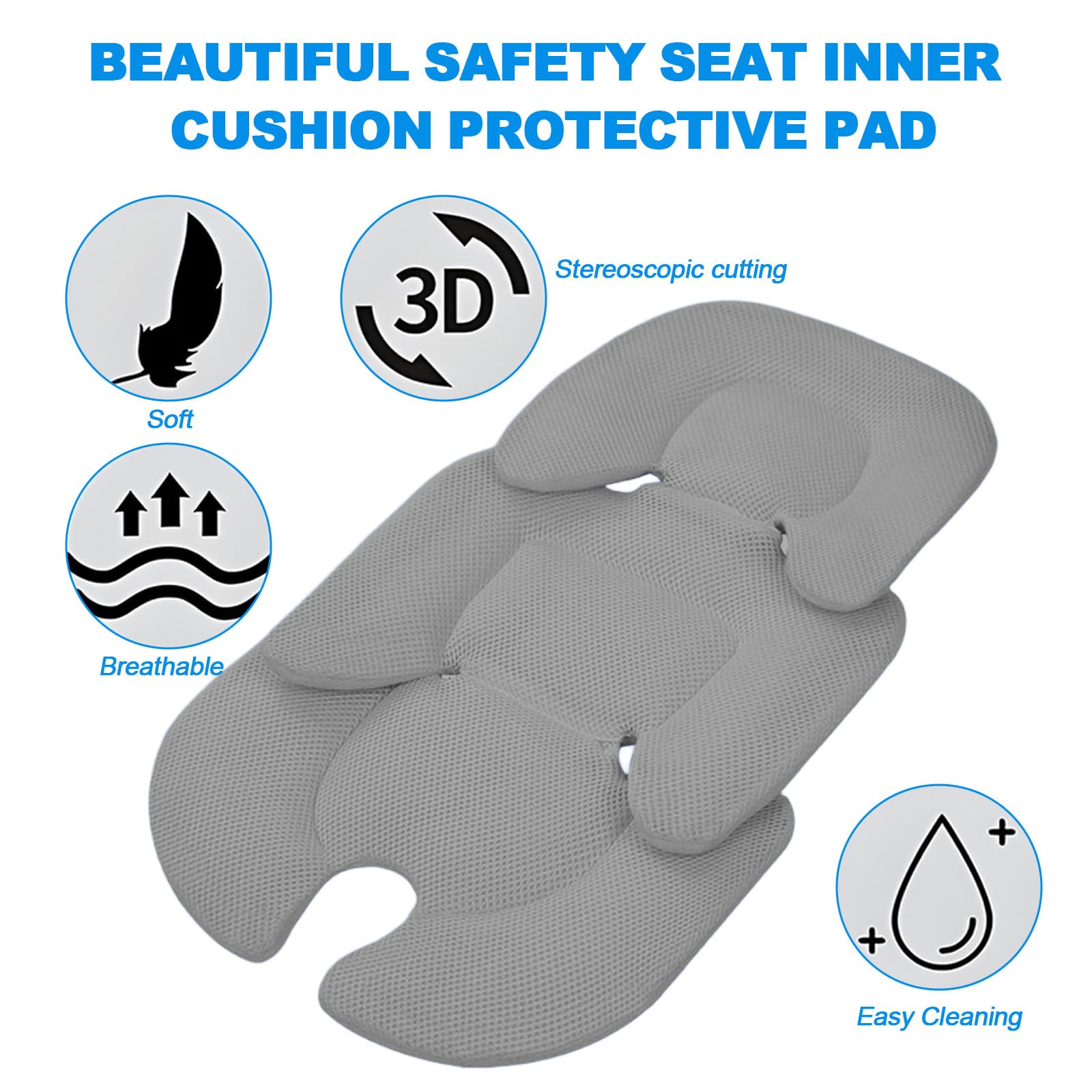 MeYuxg Inserte el Asiento Infantil, la Cubierta Universal del Bebé, la Cabeza y la Sesión con el Asiento del Bebé más Pequeño, del Automóvil y la Silla Alta (Gris)